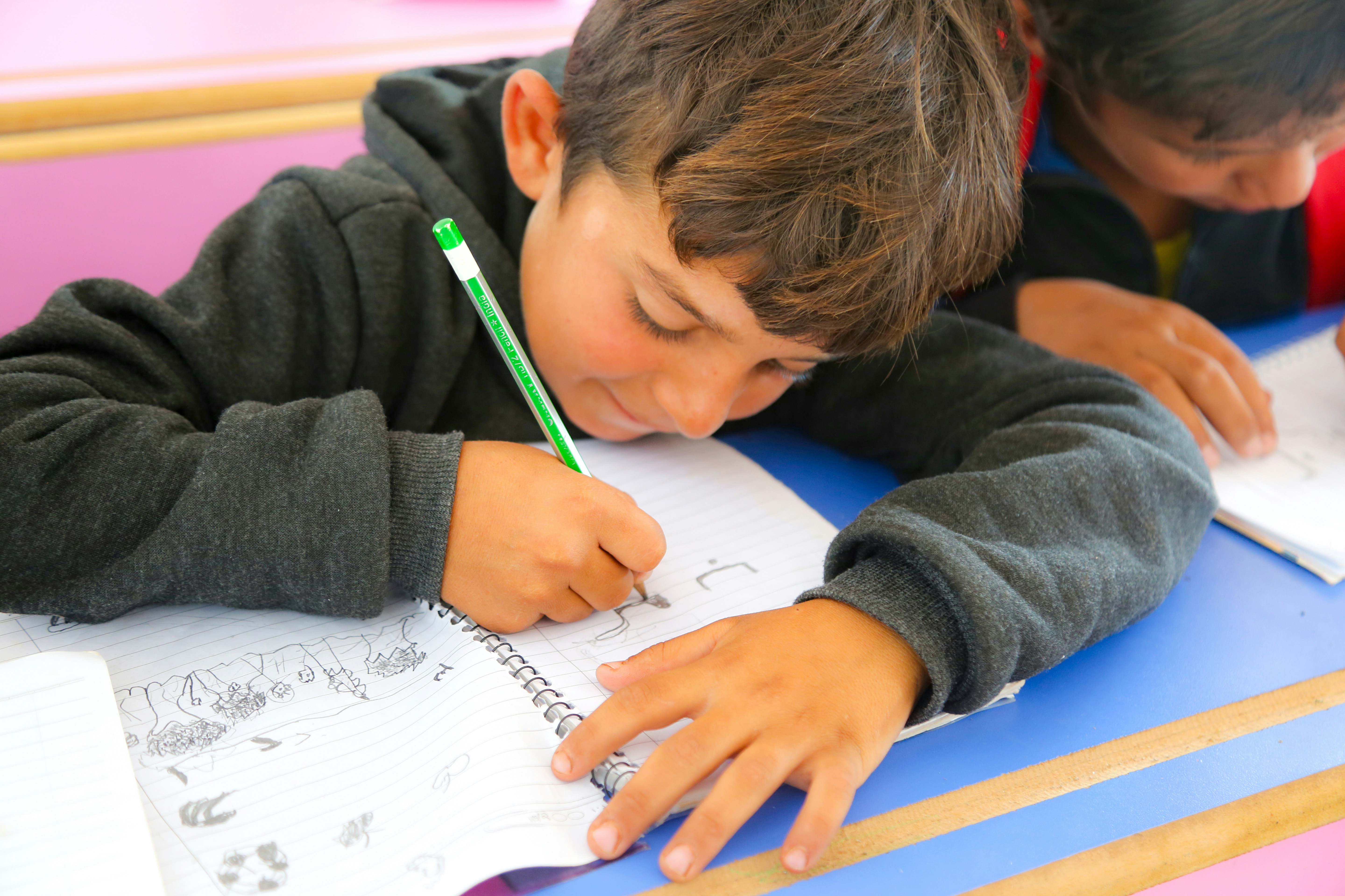 Student focused on schoolwork